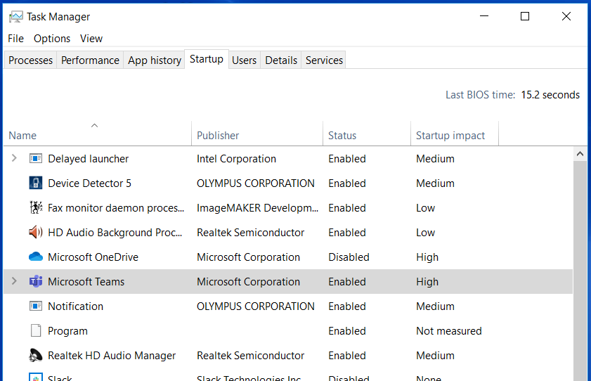 Task Manager Startup